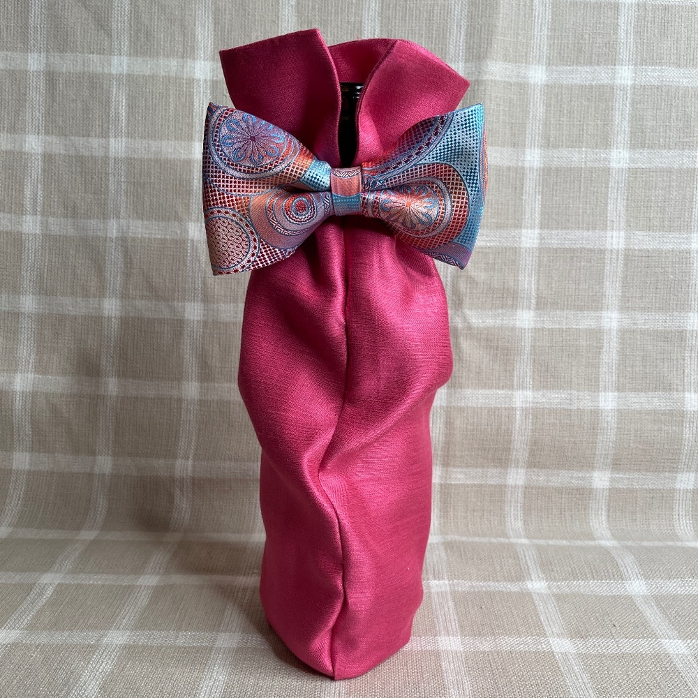 Handcrafted Wine or Liquor Bottle Gift Bag Made From Jacket and Tie